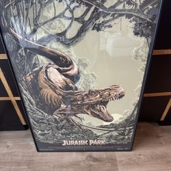 Framed Ken Taylor Jurassic Park Poster 