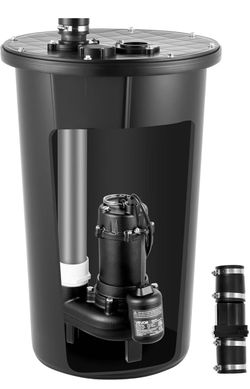 VEVOR Sewage Pump System, 1/2 HP, 4800 GPH Cast Iron Sewage Pump with Basin Kit, 120 Volt, Automatic On/Off Outdoor Water/Seepage Collection and Remov