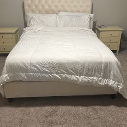 Queen Platform Bed Frame And Night Stand Set 