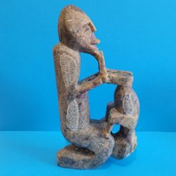 Vintage Original hand-carved Shona stone sculpture 'Mother and Child' 7.5"
