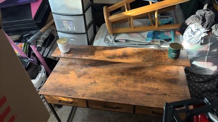 Rustic Wood Desk with Drawers