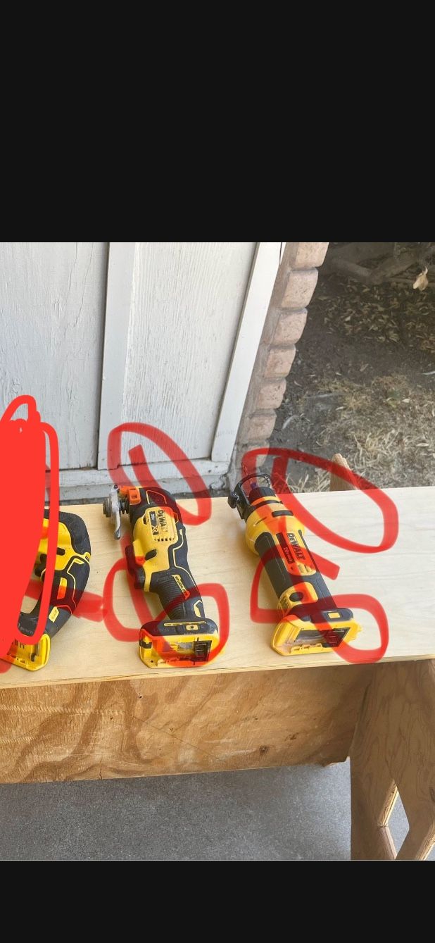 DEWALT NEW SAWZALL $160 , LIKE NEW JIGSAW$90. CUT OFF $80 AND OSCILLATING TOOL $80. 