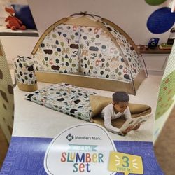 SLEEPING BAG AND TENT FOR KIDS WITH CARRYING TOTE NEW SLUMBER SET