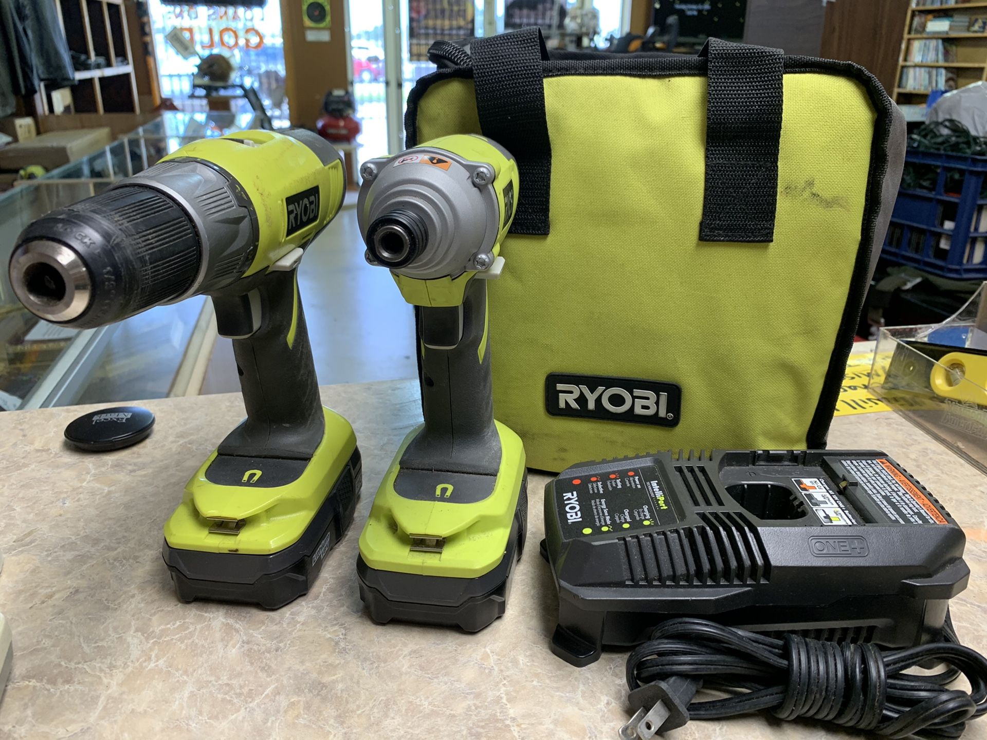 Ryobi Combo Kit - P234G Impact, P271 Drill/Driver, 2 Batteries, Charger, Bag