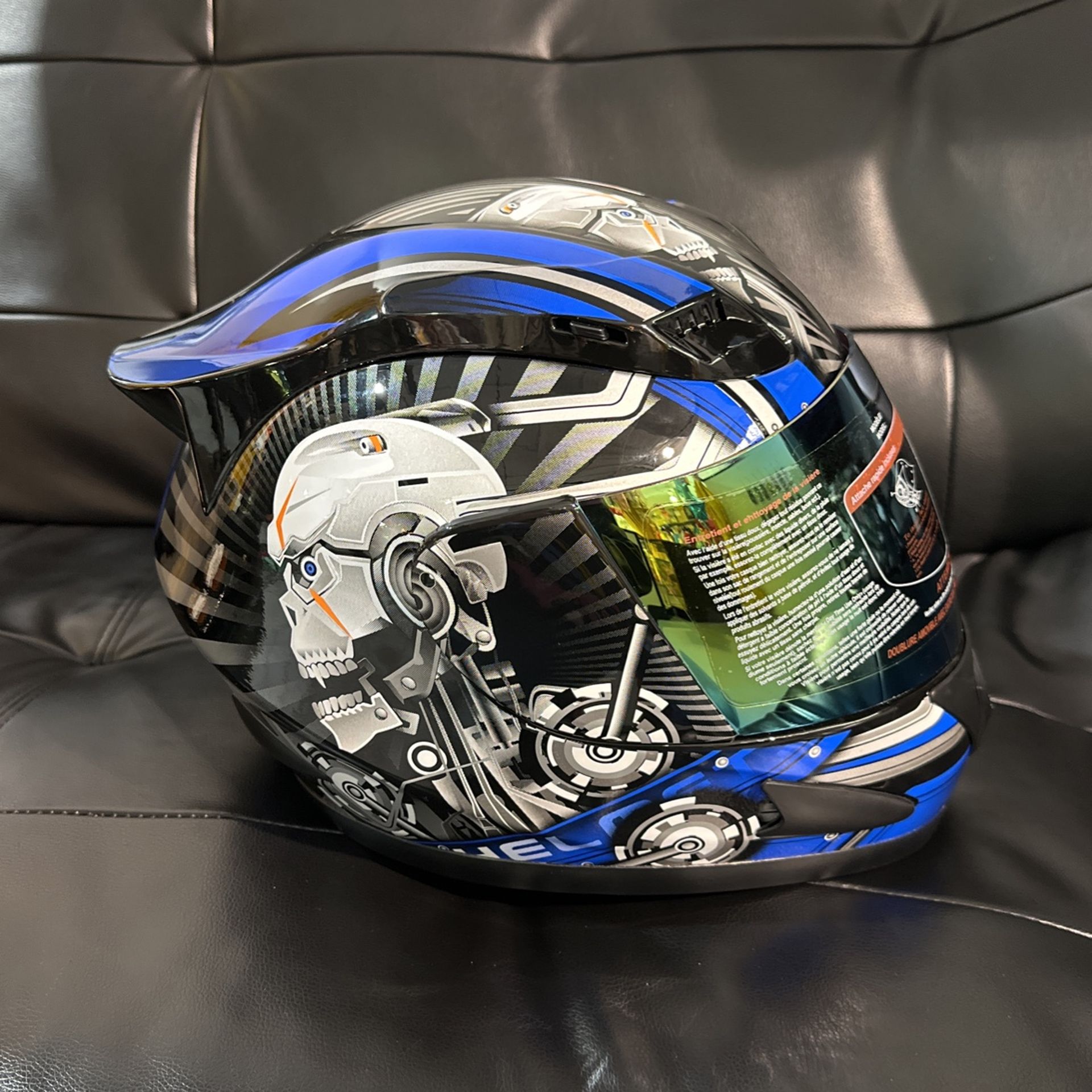 Blue Tinted Motorcycle Helmet 