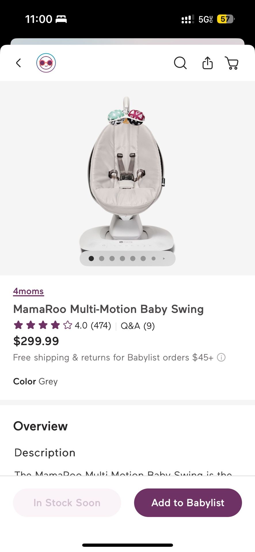 4moms MamaRoo Multi-Motion Baby Swing