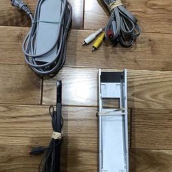 Nintendo Wii power supply, AV cable, stand and sensor bar