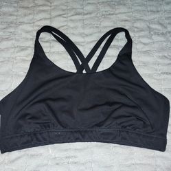 Everlast Women's Solid Black Sports Bra Crisscross Strappy Size Large