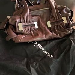 B. Makowsky Brown Leather Satchel Bag