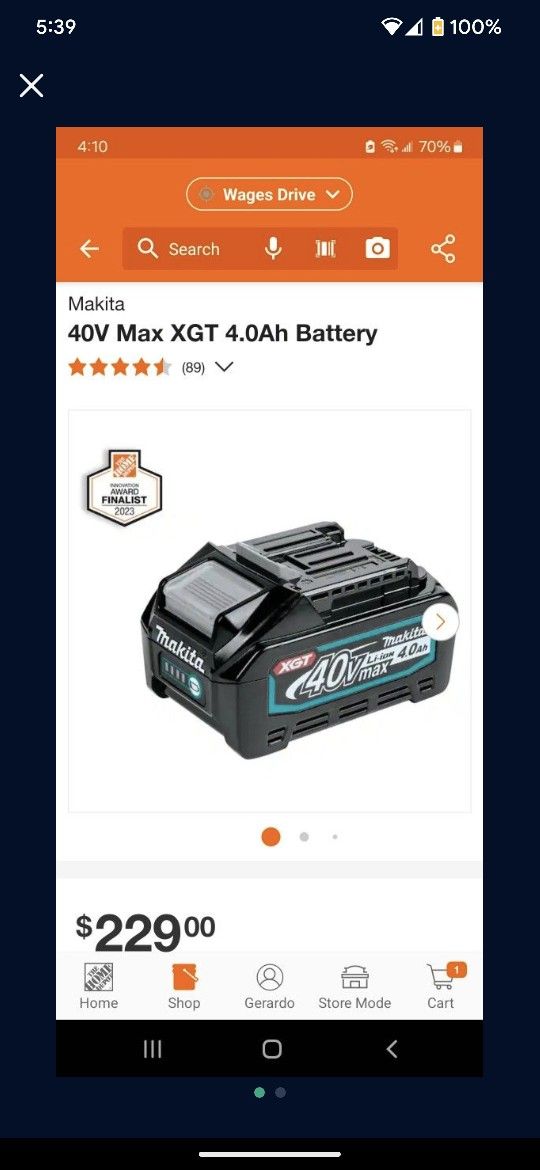 40V Max XGT 4.0Ah Battery.