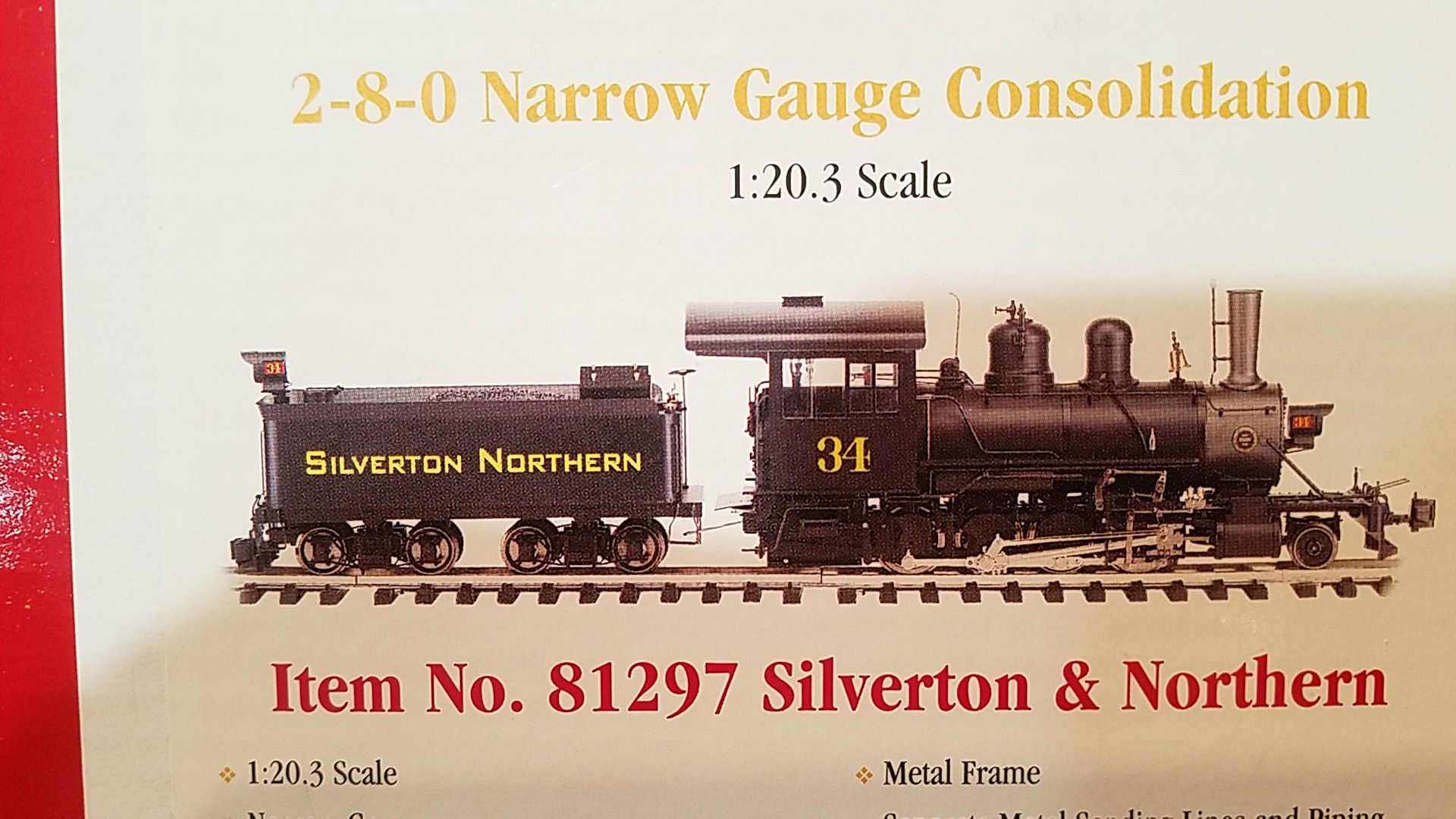 32" long Bachmann Spectrum master railroading train 81297 Silver Northern 2-8-0 gauge