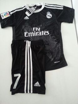 Kids Kit Cristiano Ronaldo #7 Real Madrid 3rd Kit Black Dragon Adidas for Sale in - OfferUp