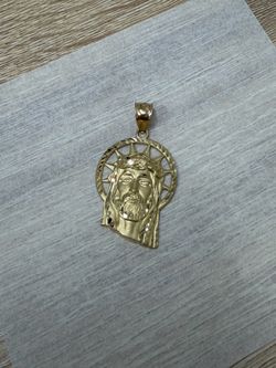 14K Yellow Gold Jesus Pendant