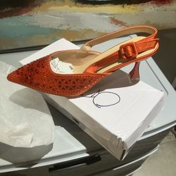 Brand New Orange Kitten Heel Shoes
