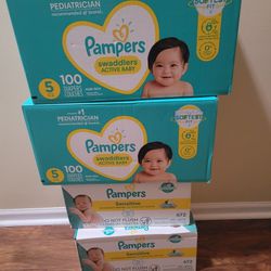 2 Box Pampers/2 Box Of Wipes