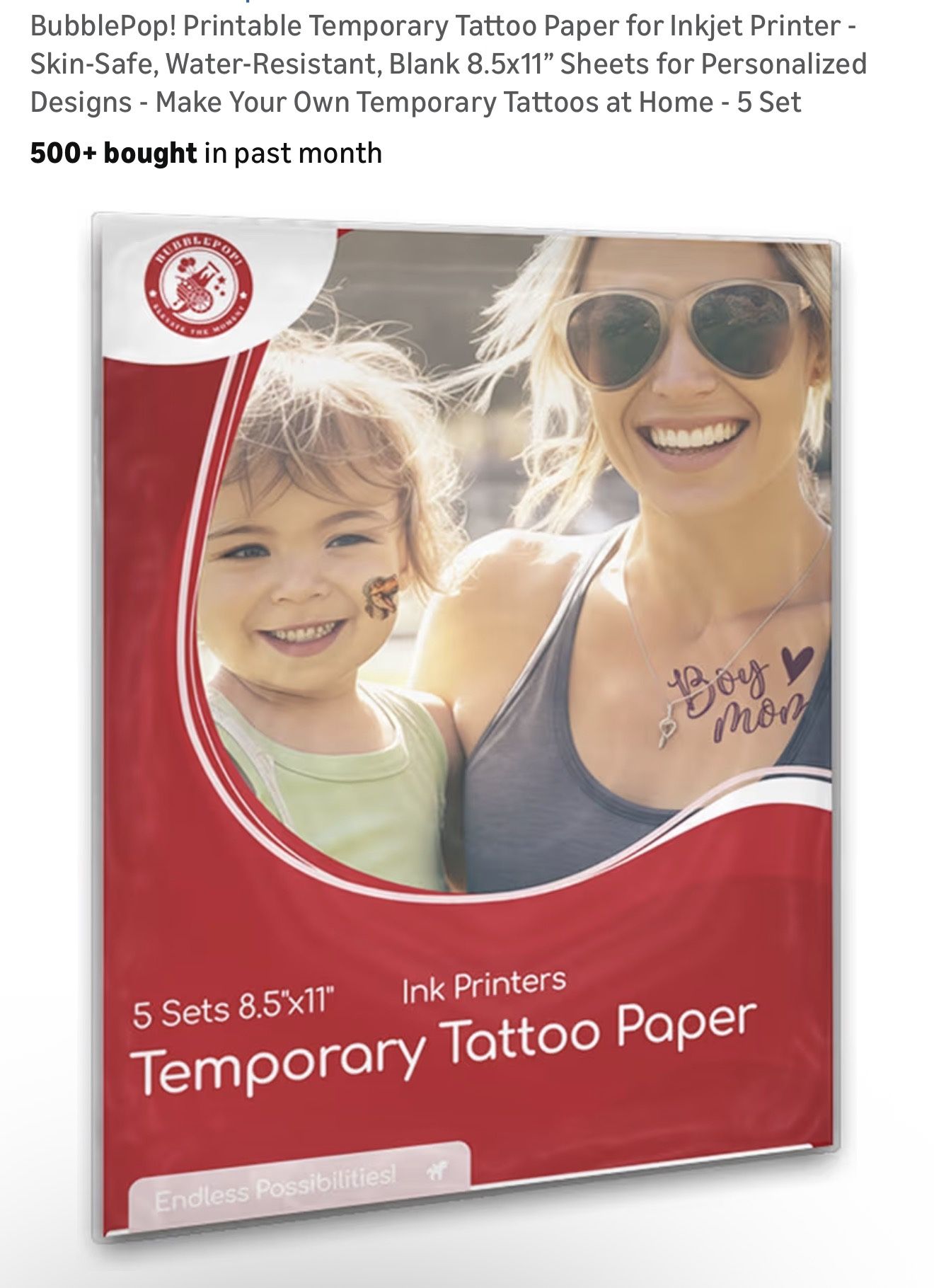 Printable Temporary Tattoo Paper For Inkjet Printer