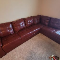 Red Faux Leather Couch
