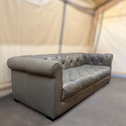 Restoration Hardware Moderna Leather Chesterfield Sofa Delivery Available
