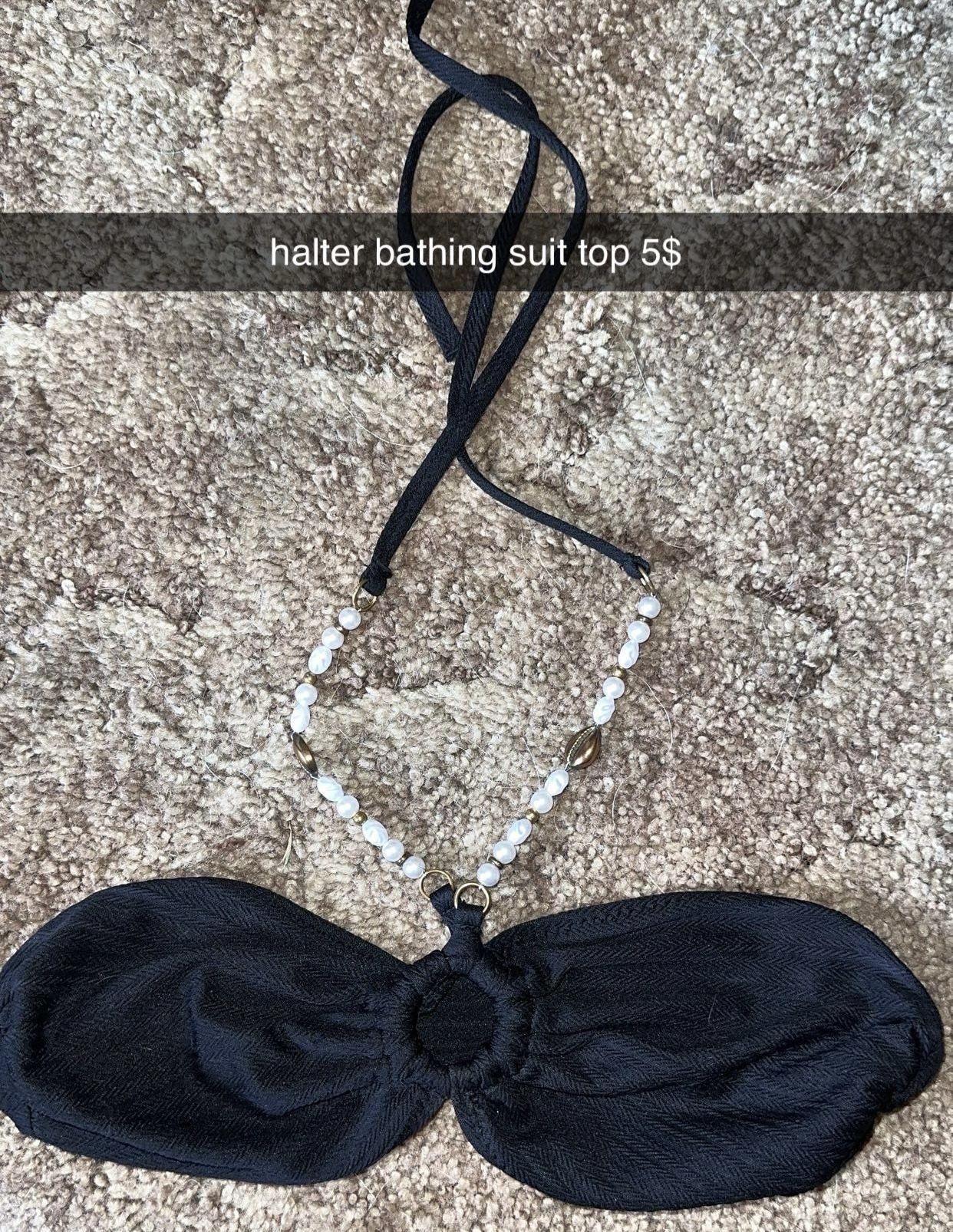 black halter bathing suit top