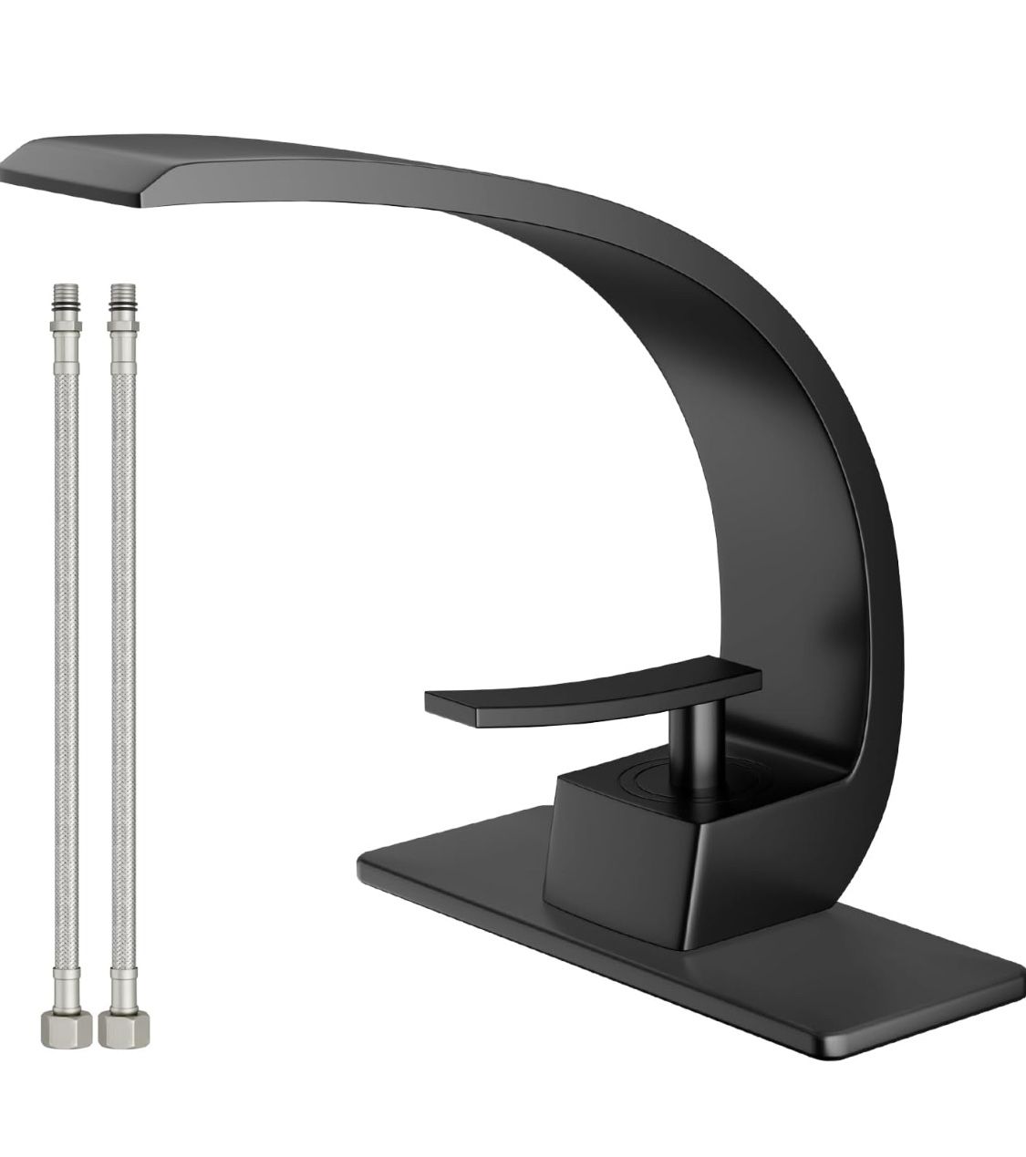 Bathroom Sink Faucet Modern Single Hole 1-Handle Faucet, Matte Black Solid Brass Faucets,Unique Bathroom faucets Mixer Tap