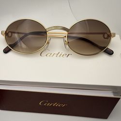 Cartier Saint-Honoré 24K Gold/Brown Wire Vintage Buffalo Horn Buffs Glasses