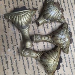 4 Antique Vintage Furniture Legs Feet Base Cast Iron Metal Tub Wood Stove Oven