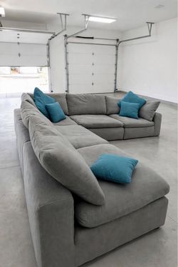 Large Gray Modular Sectional Sofa