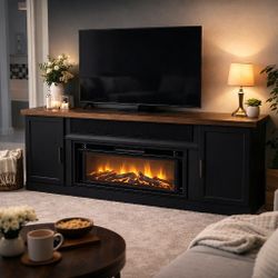 Ashley Furniture Landocken 83" TV Stand with Electric Fireplace & Speakers