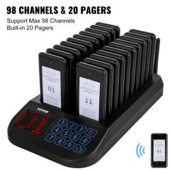 F103 Restaurant Pager System 18 Pagers, Max 98 Beepers Wireless Calling System
