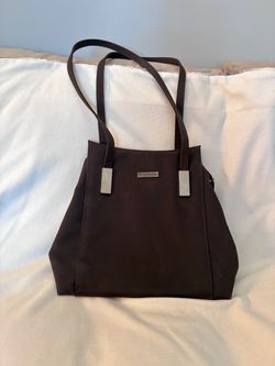 Donna Karan Brown Micro-Satin Shoulder Bag | 90s Minimalist