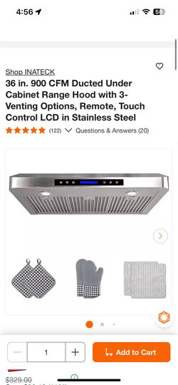 Shop INATECK 36 in. 900 CFM Ducted Under Cabinet Range Hood with 3-Venting Options, Remote, Touch Control LCD in Stainless Steel