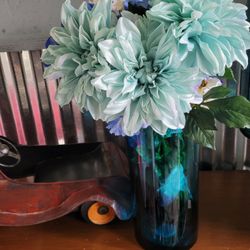Blue vase and flowers