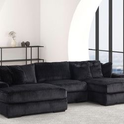 Cozy XL Black Double Chaise Sectional 