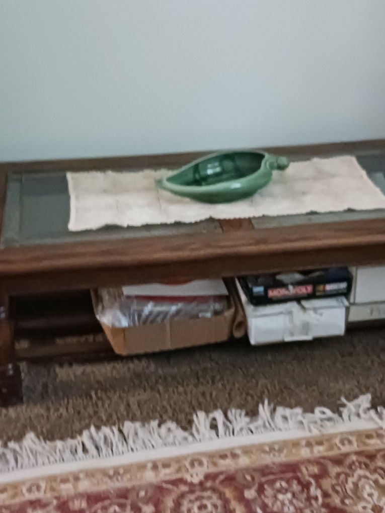 Wood And Glass Coffee Table 