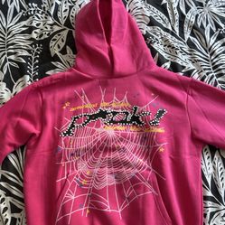 Pink Sp5der Hoodie Size Medium
