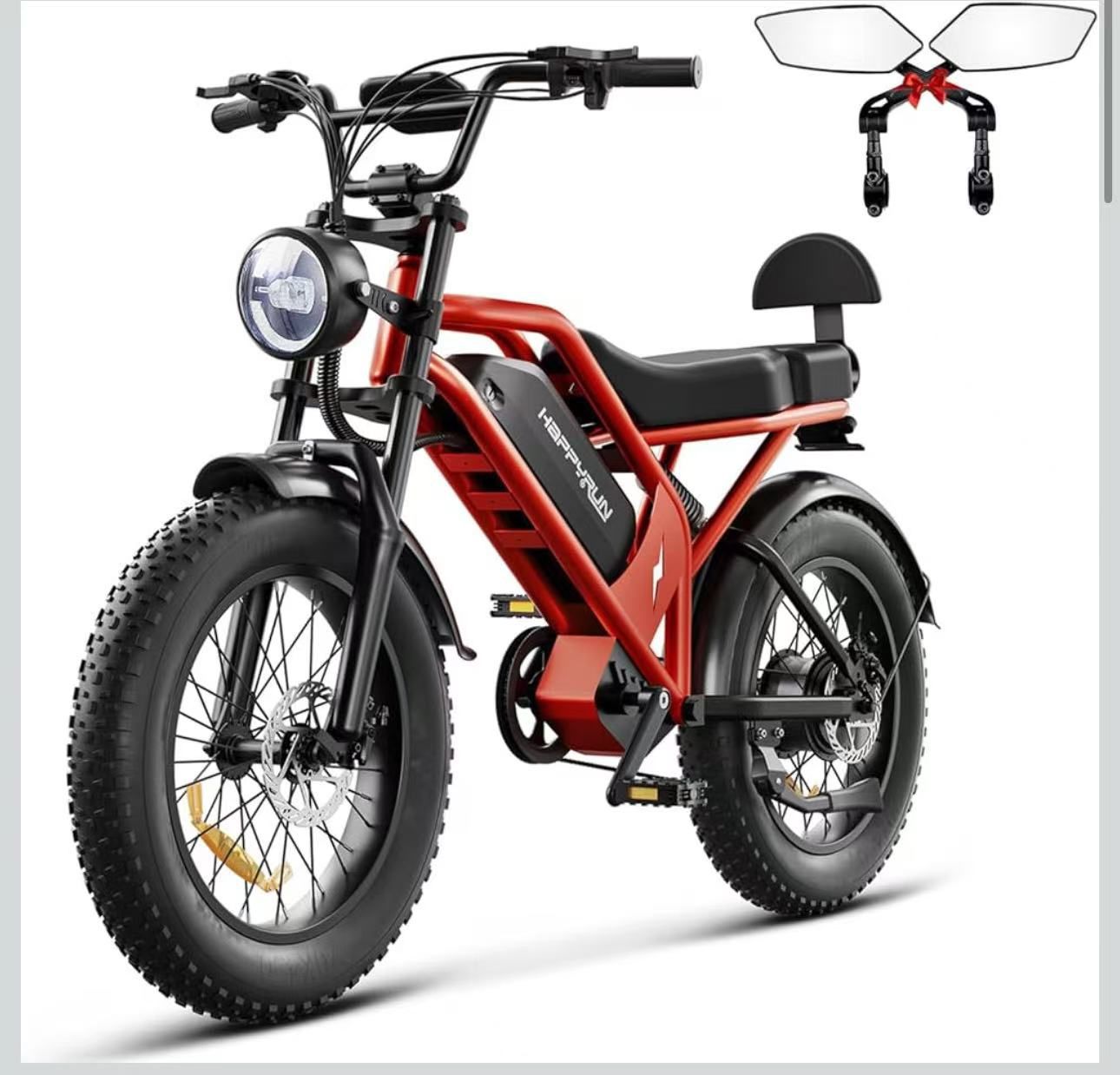 HAPPYRUN Electric Bike for Adults, 1500W Motor, 48V 18Ah Removable Battery, 20" Fat Tire Ebike, 7-Speed Transmission, Up to 32MPH and 68+ Miles Range,