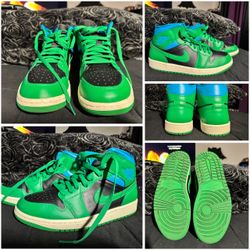 Nike Air Jordan, one mid Lucky green Aqua toe sneakers