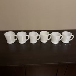 Fire King D Handle Mugs (6) White 