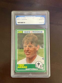 89 Score Dallas Cowboys Troy Aikman graded rookie card
