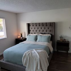 Queen Headboard And frame 