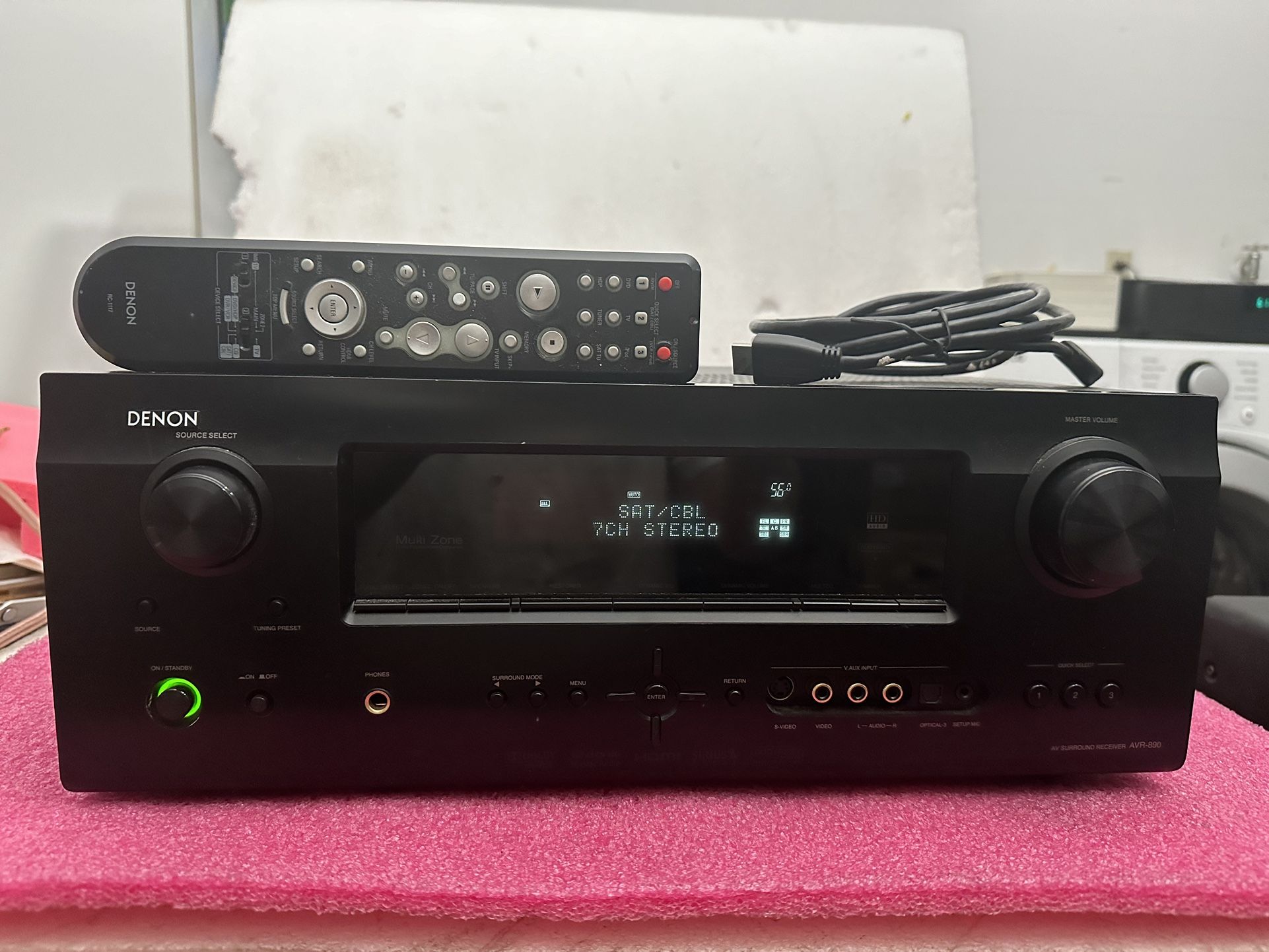 DENON AVR-890 7.1 AV SURROUND STEREO RECEIVER HDMI 1080p WITH REMOTE AND CABLE