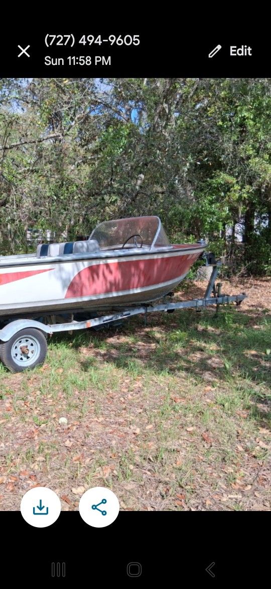 $2400 Boat And Motor Runs Has Ben Sitting For 5 Months I The Same Boat For Double The Price In Great Shap Inside And Out And Trailer No Rust