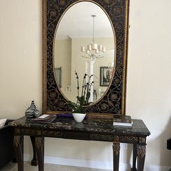 Antique Mirror And Marble Console  