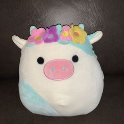 8” Belana Cow with Flower Crown Squishmallow (With Tags)