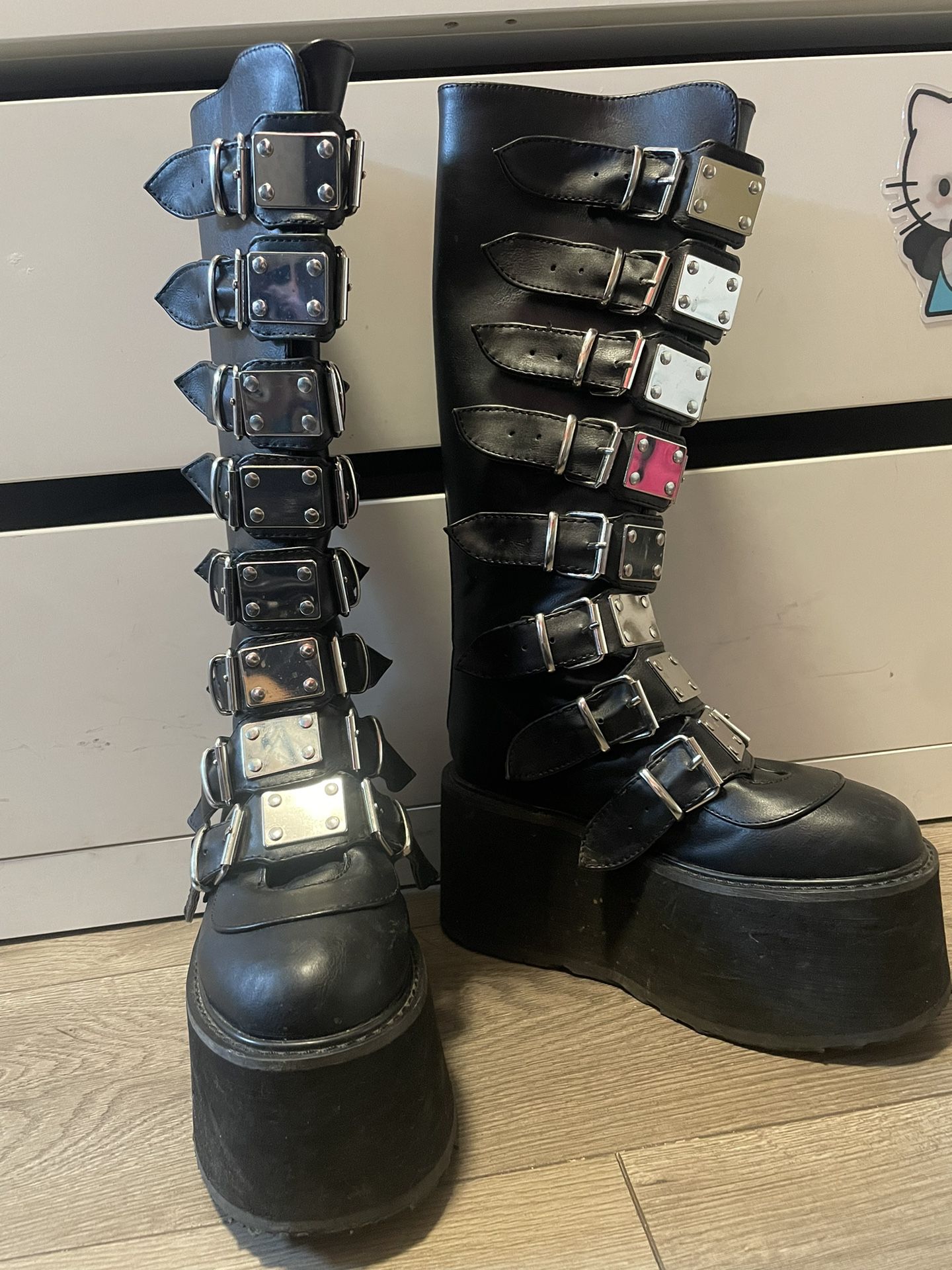 black platform demonia boots 