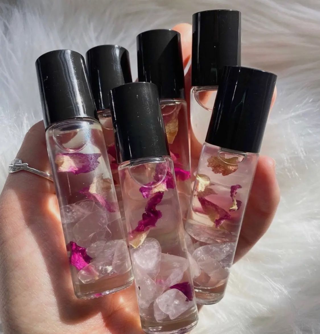Rose Quartz Crystal Infused Perfume Roller