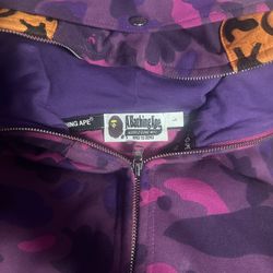 PURPLE BAPE HOODIE SIZE L  (Double Hoodie) 