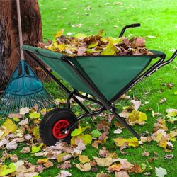 Folding Garden Wheelbarrow with Canvas Bin