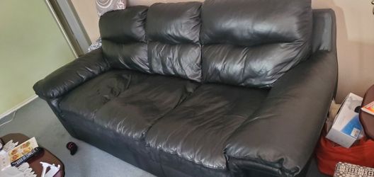 Cosey Faux Black Leather Couch