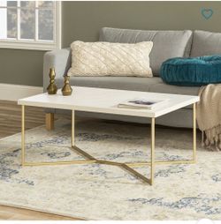 Coffee Table White Marble Look 
